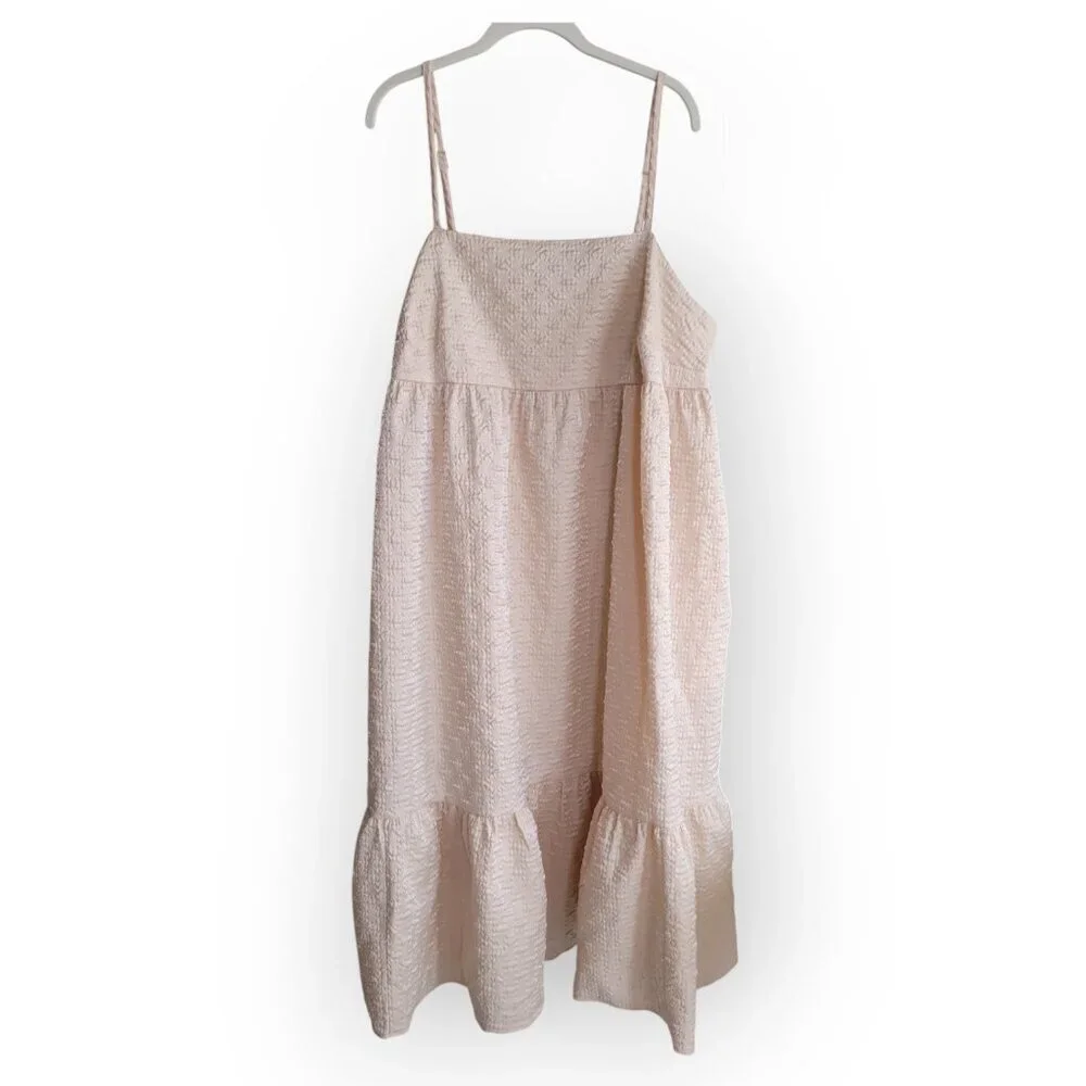 Kika Vargas x Target Cream Fairycore Midi Dress Empire Waist Size 1X Textured - Picture 4 of 13